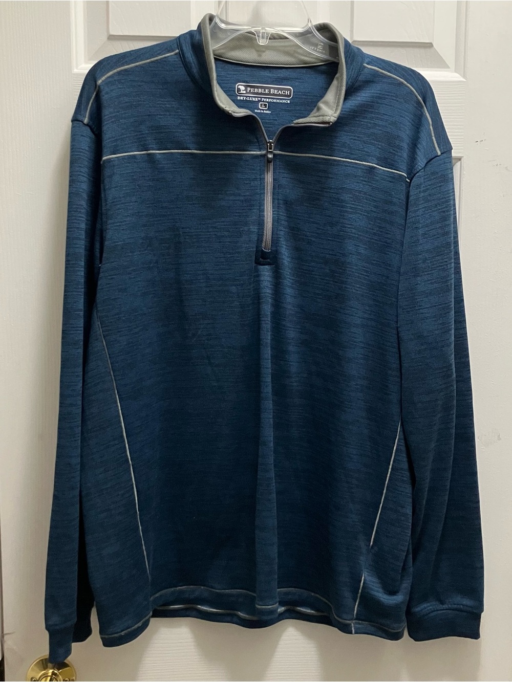 Pebble Beach Pullover Size Large Dry Luxe Performance Quarter Zip Blue Heather